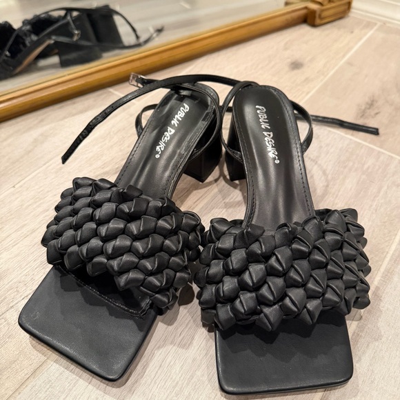 Public Desire Shoes - Public Desire Black Woven Heels